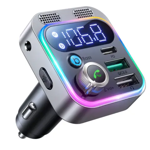 Original JOYROOM JR-CCB01 48W Dual-Mic Car Wireless FM Transmitter-Black