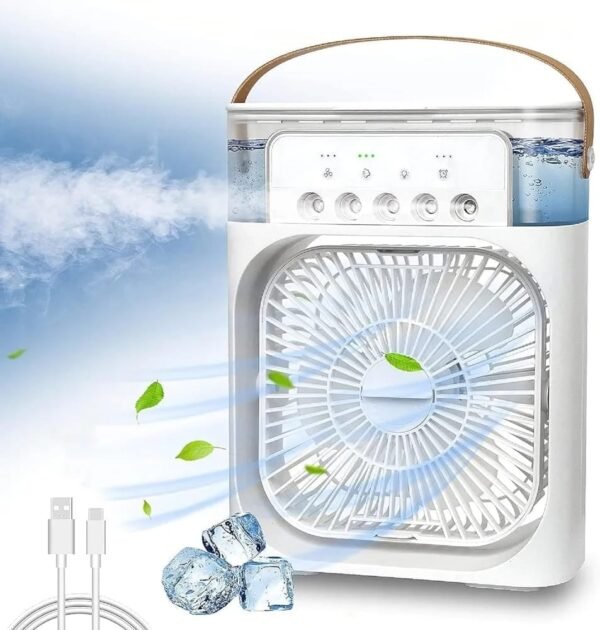 3 in 1 USB Portable Air Cooling Fan with Humidifier Purifier Mist and LED Light