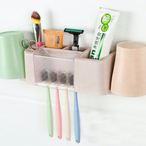 Punch-free modern minimalist rack wall-mounted toothbrush holder