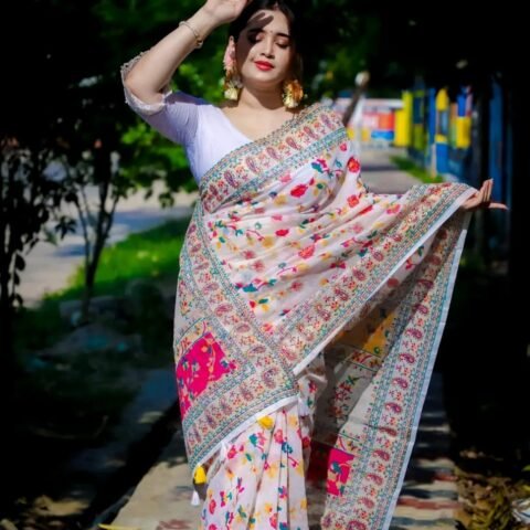 Exclusive Design Tangail Screen Print Saree Without Blouse Piece For Women