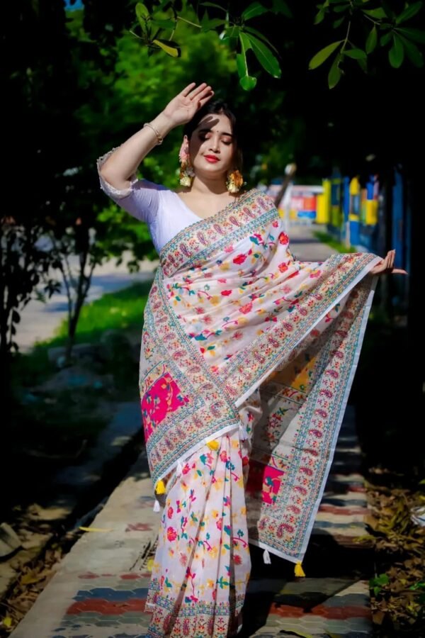 Exclusive Design Tangail Screen Print Saree Without Blouse Piece For Women