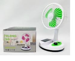 Folding Solar Fan CH-5811 With Torch Double Battery-Green