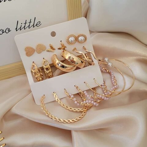 Fashionable New Trendy 9 Pairs Earring Set