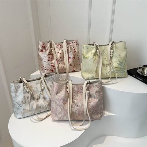 Chic Embroidered Faux Leather Tote Bag For Women-N319