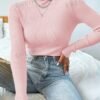 Women High Neck Long Sleeve Fitted Pullover Sweater