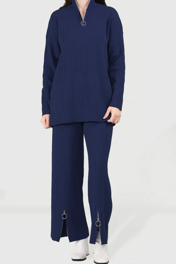 Zipper Detailed Knitwear Set