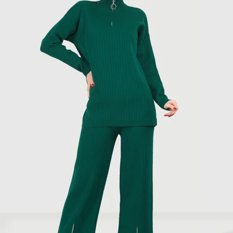 Zipper Detailed Knitwear Set