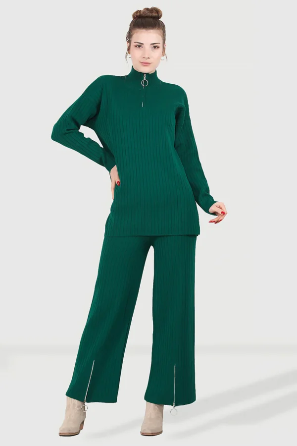 Zipper Detailed Knitwear Set