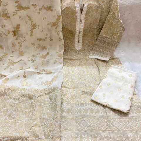 PURE KHADDI COTTON SCREEN PRINT STITCH 3PIC