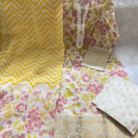 PURE KHADDI COTTON SCREEN PRINT STITCH 3PIC