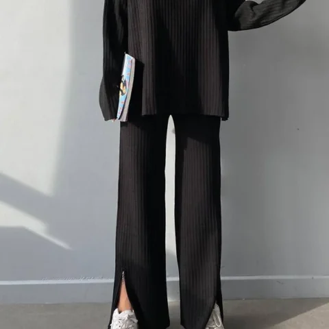 Zipper Detailed Knitwear Set