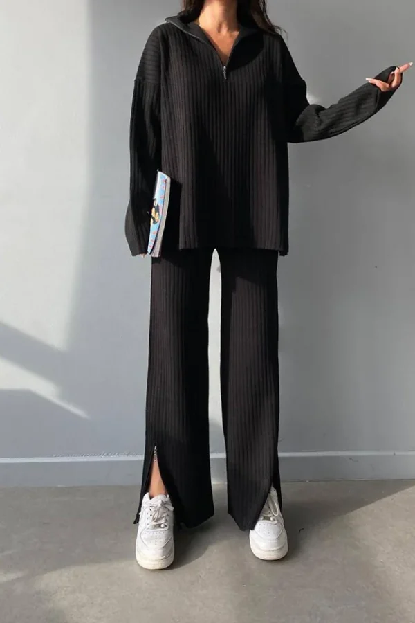 Zipper Detailed Knitwear Set
