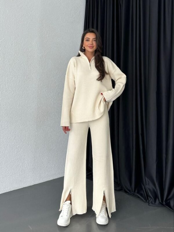 Zipper Detailed Knitwear Set